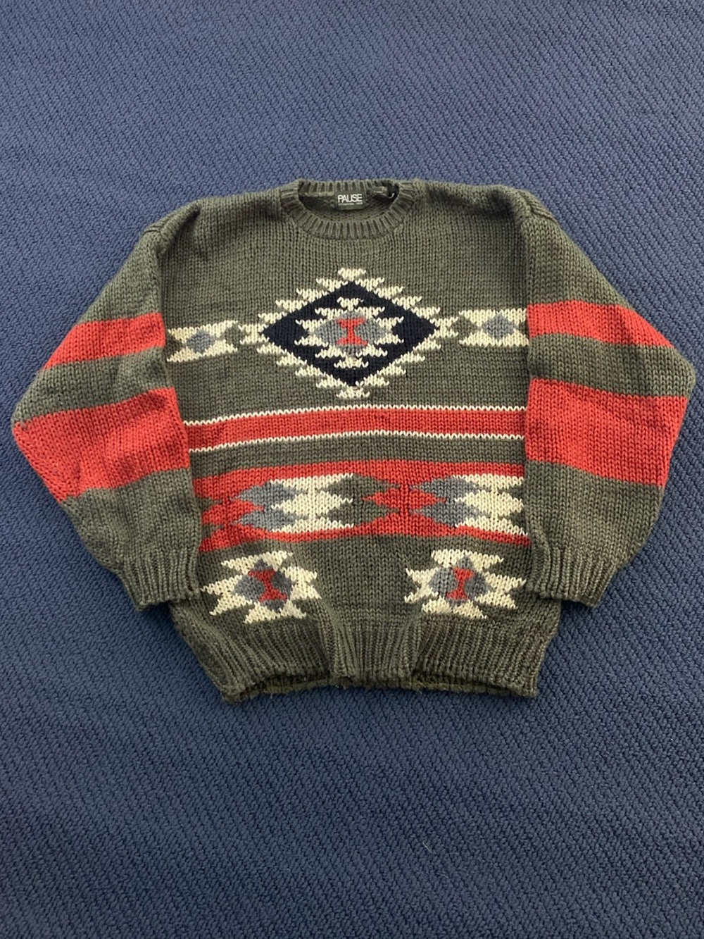Vintage Aztec Print Knit Sweater
